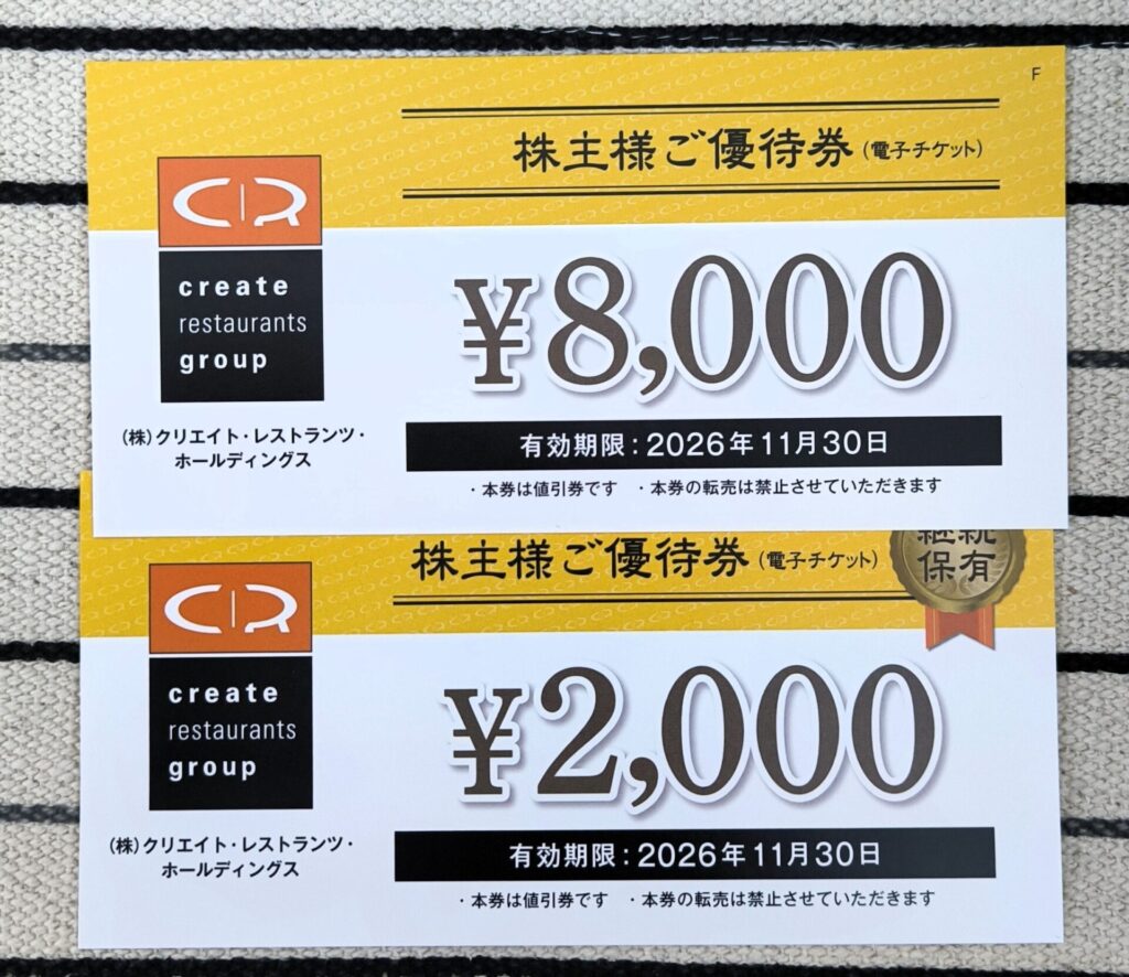 クリレスHD 株主優待券